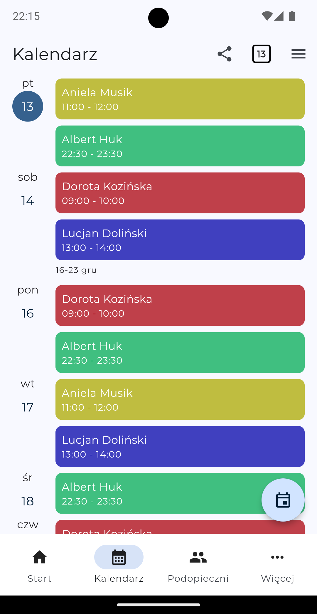 Zrzut ekranu aplikacji Fitnixi